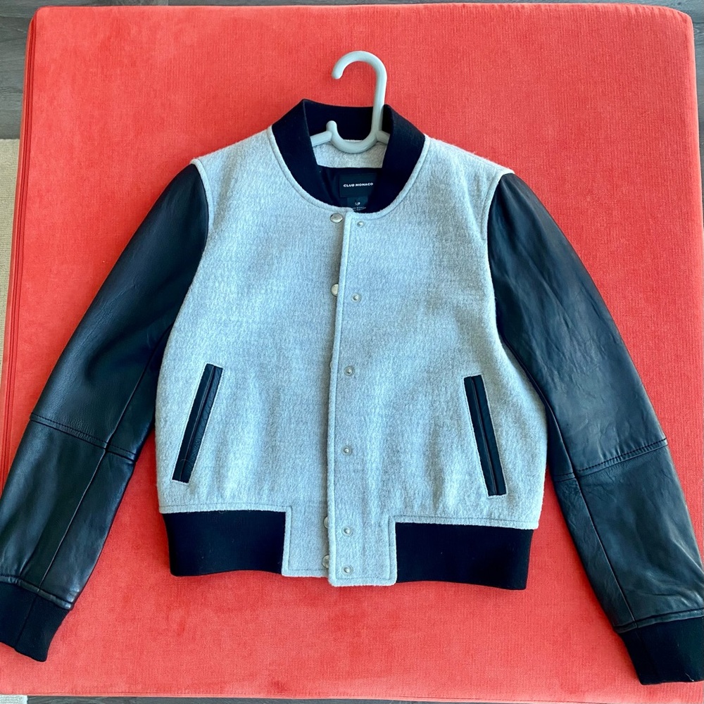 Club Monaco Genuine Leather & Wool Jacket Size S